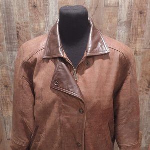 VINTAGE ADVENTURE BOUND BROWN LEATHER THINSULATE WOMENS BOMBER JACKET SZ M EUC